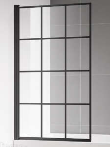 Шторка для ванны AQUAme 80х140 AQM2858-L левая, стекло прозрачное, профиль черный матовый