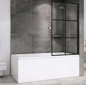 Шторка для ванны Abber Immer Offen 100x140 AG72100B профиль черный, стекло с рисунком