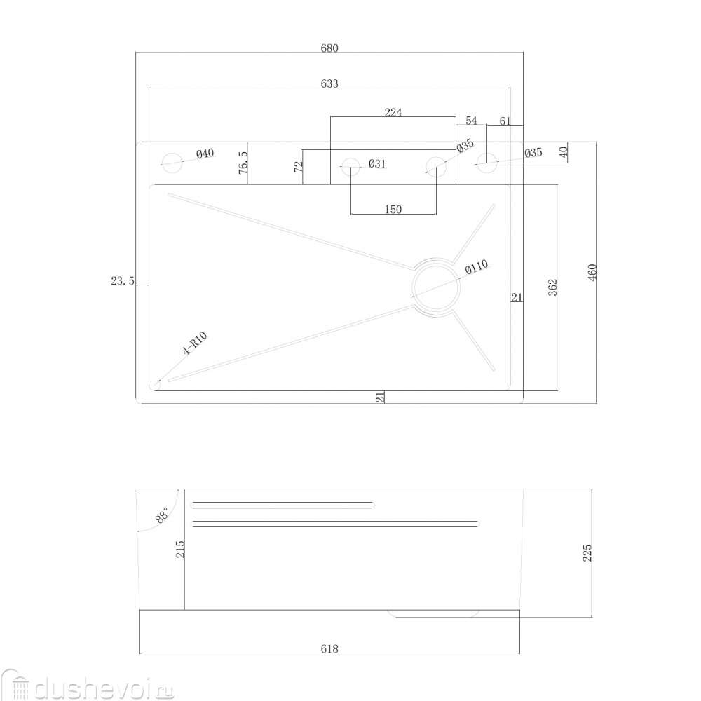 Кухонная мойка Abber Wasser Kreis 68 см AF2194NG никель