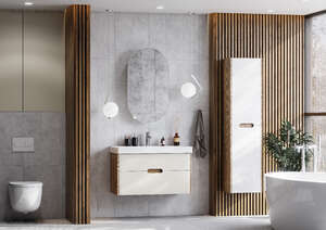Мебель для ванной комнаты Акватон Оливия 88 см, подвесная, бежевая