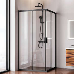 Душевой уголок Am.Pm Gem 100x100 W90G-403-100100-BT стекло прозрачное, профиль черный матовый