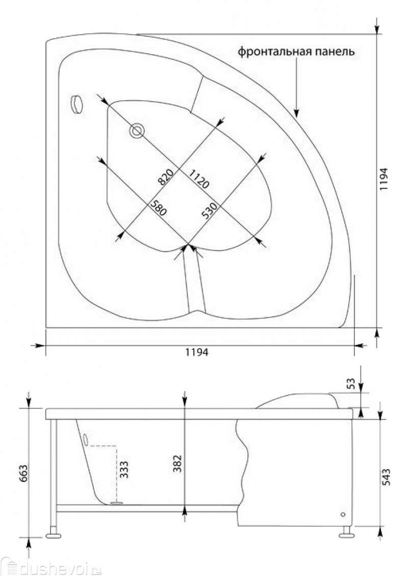 Карниз для ванны aquanet fregate полукруглый 120х120