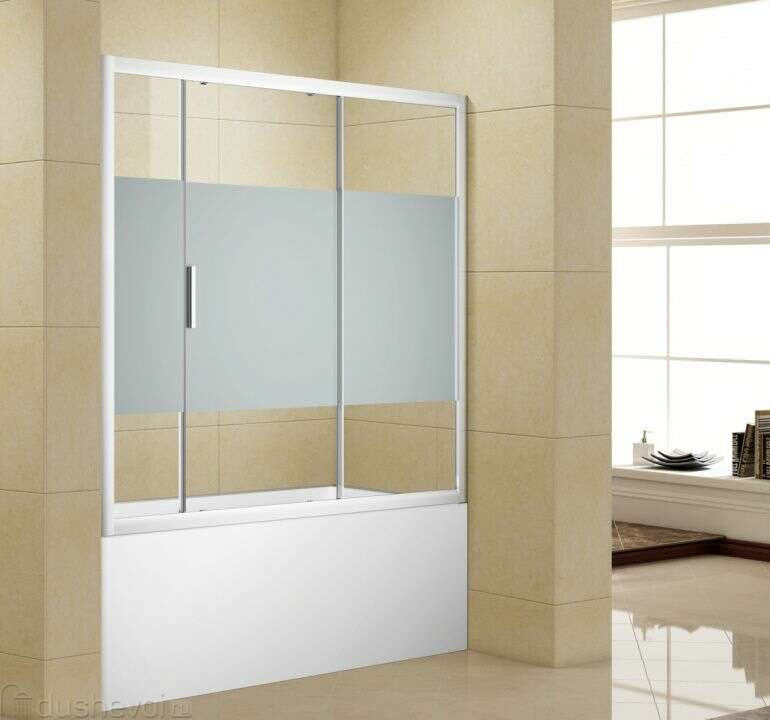 Шторка для ванны Aquanet Practic 152х150 AE10-B-150H150U-CP стекло прозрачное, шелкография, профиль хром 321301