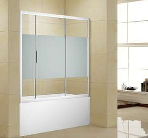 Шторка для ванны Aquanet Practic 155х150 AE10-B-155H150U-CP стекло прозрачное, шелкография, профиль хром
