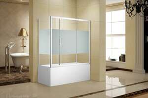 Шторка для ванны Aquanet Practic 160х150 254249 стекло прозрачное, шелкография, профиль хром