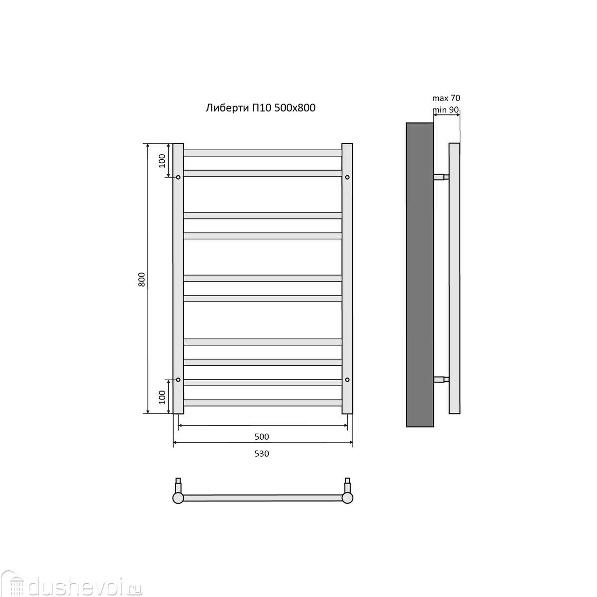 Полотенцесушитель водяной Акватек Либерти 53x80 AQ RR1080CH хром купить в  Екатеринбурге - цена 14122 руб в интернет-магазине сантехники Dushevoi.ru