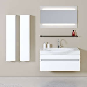 Мебель для ванной комнаты Aqwella Бергамо 100 подвесная белый