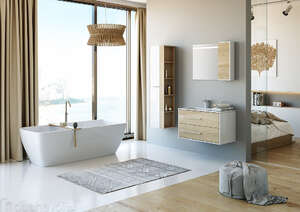 Мебель для ванной комнаты Aqwella Майами 90 белый/дуб сонома L