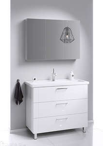 Мебель для ванной комнаты Aqwella Манчестер 100 белая напольная с 3 ящиками