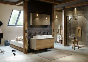 Мебель для ванной комнаты Aqwella Mobi 100 бетон светлый подвесная