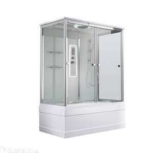 Душевой бокс AvaCan 150x85 V5015LED с подсветкой, гидромассажем, стекло прозрачное, профиль хром