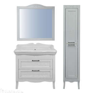 Комплект мебели Azario Carolina 90 с ящиками белый с серебряной патиной