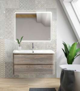 Мебель для ванной комнаты BelBagno Albano 100 см подвесная, 2 ящика, Pino Scania