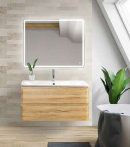 Мебель для ванной комнаты BelBagno Albano 100 см подвесная, 2 ящика, Rovere Rustico