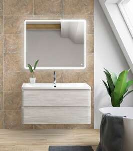 Мебель для ванной комнаты BelBagno Albano 80 см подвесная, 2 ящика, Cemento Verona Grigio