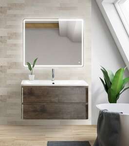 Мебель для ванной комнаты BelBagno Albano 80 см подвесная, 2 ящика, Rovere Nature Grigio