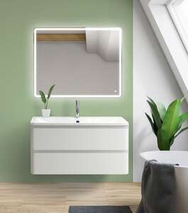 Мебель для ванной комнаты BelBagno Albano 90 см подвесная, 2 ящика, белая