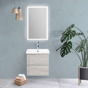 Мебель для ванной комнаты BelBagno Albano-Cer 50 см подвесная, 2 ящика, Rovere Vintage Bianco
