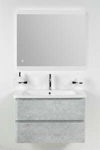 Мебель для ванной комнаты BelBagno Albano-Cer 80 см подвесная, 2 ящика, Cemento Verona Grigio