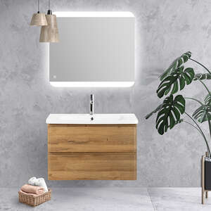 Мебель для ванной комнаты BelBagno Albano-Cer 80 см подвесная, 2 ящика, Rovere Rustico