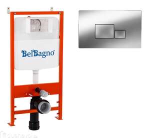омплект 2 в 1 Система инсталляции для унитазов BelBagno BB026 с кнопкой смыва BB071CR хром