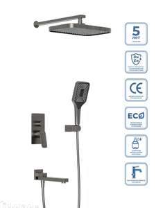 Встраиваемая душевая система BelBagno Due DUE-VDSET-CRM с изливом, оружейная сталь