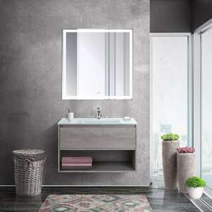 Мебель для ванной комнаты BelBagno Kraft 80 Cemento Grigio с полкой