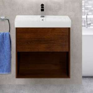Мебель для ванной комнаты BelBagno Neon 50 см подвесная, 1 ящик, Rovere Scuro
