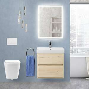 Мебель для ванной комнаты BelBagno Neon 50 см подвесная, 2 ящика, Pino Blanco