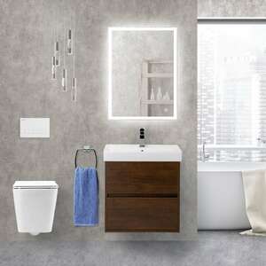 Мебель для ванной комнаты BelBagno Neon 50 см подвесная, 2 ящика, Rovere Scuro