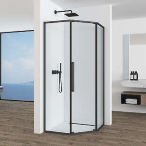 Душевой уголок Black&White Stellar Wind 90х90 S1150-9090GM стекло прозрачное, профиль оружейная сталь (Brushed Gunmetal)