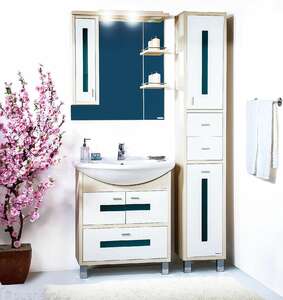 Мебель для ванной комнаты Бриклаер Бали 75 светлая/белый глянец