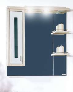 Зеркало со шкафчиком Бриклаер Бали 90 L светлая лиственница/белый глянец 4627125412035