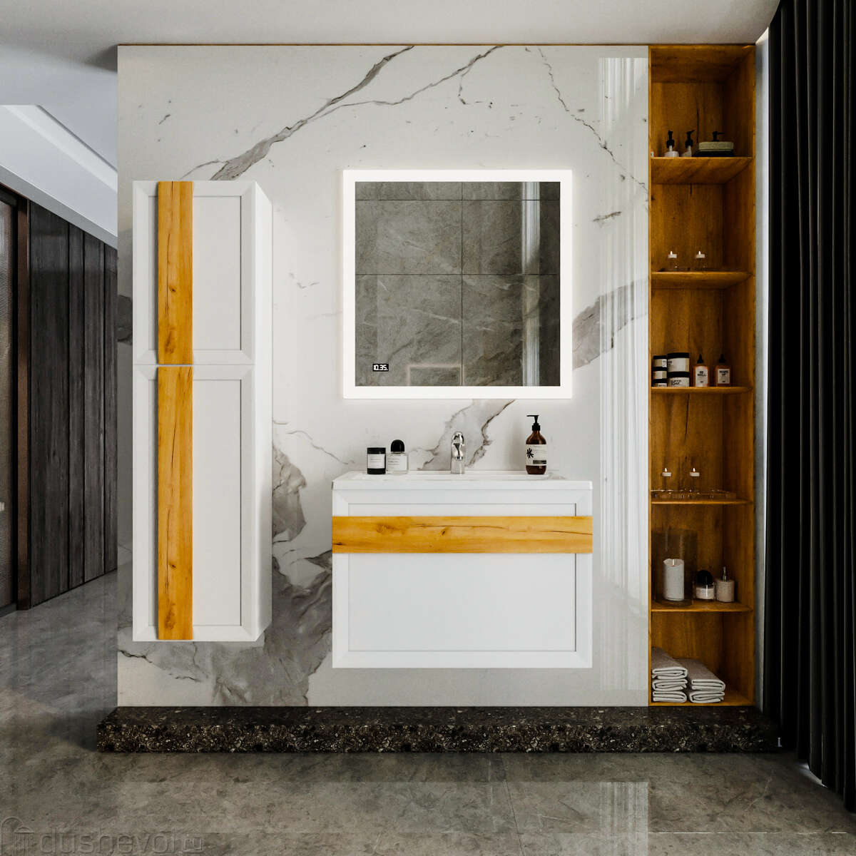 Мебель для ванной комнаты Бриклаер Берлин 80 см белая глянцевая 325704