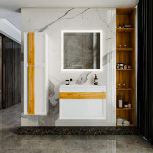 Мебель для ванной комнаты Бриклаер Берлин 80 см белая глянцевая