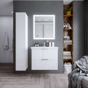 Мебель для ванной комнаты Бриклаер Хелена 80 см подвесная, белая глянцевая