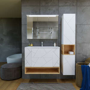 Мебель для ванной комнаты Бриклаер Кристалл 100 см белая