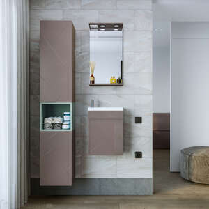 Мебель для ванной комнаты Бриклаер Кристалл 40 см подвесная, ясень анкор темный