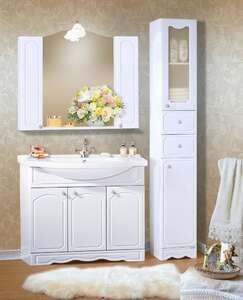 Мебель для ванной комнаты Бриклаер Лючия 100 белый глянец