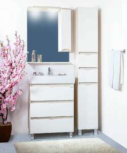 Мебель для ванной комнаты Бриклаер Токио 60 светлая лиственница/белый глянец