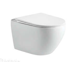 Унитаз подвесной CeramaLux TR0199 безободковый, с крышкой микролифт, смыв торнадо, белый глянцевый