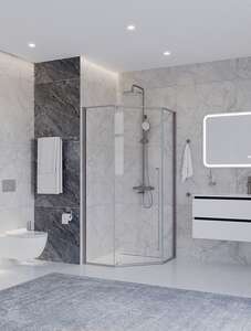 Душевой уголок Cezares PLANE 90x90 PLANE-P-1-90-C-IN стекло прозрачное, профиль сатин