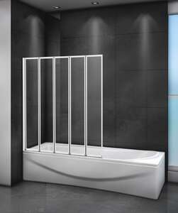 Шторка на ванну Cezares Relax  120x140 прозрачное, серый профиль