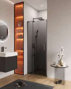 Душевая дверь в нишу Cezares SLIDER 80x228 SLIDER-B-1-80/90-GRIGIO-GM стекло тонированное (графит), профиль оружейная сталь