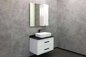 Мебель для ванной комнаты Comforty Амстердам 00-00004668 75 см, подвесная, белая с черной матовой столешницей