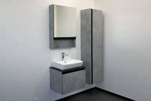 Мебель для ванной комнаты Comforty Эдинбург 00-00001928 60 см, подвесная, серая с черной столешницей