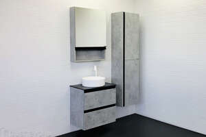 Мебель для ванной комнаты Comforty Эдинбург 00-00005701 60 см, подвесная, серая с черной столешницей