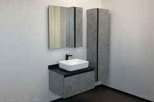 Мебель для ванной комнаты Comforty Эдинбург 4149066 75 см, подвесная, серая с черной столешницей