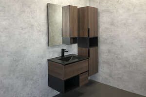 Мебель для ванной комнаты Comforty Франкфурт 00-00000889 75 см, подвесная, коричневая, черная матовая