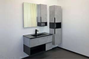 Мебель для ванной комнаты Comforty Франкфурт 00-00006503 91 см, подвесная, серая, черная матовая